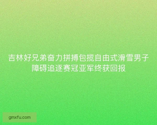 吉林好兄弟奋力拼搏包揽自由式滑雪男子障碍追逐赛冠亚军终获回报