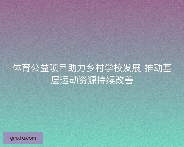 体育公益项目助力乡村学校发展 推动基层运动资源持续改善